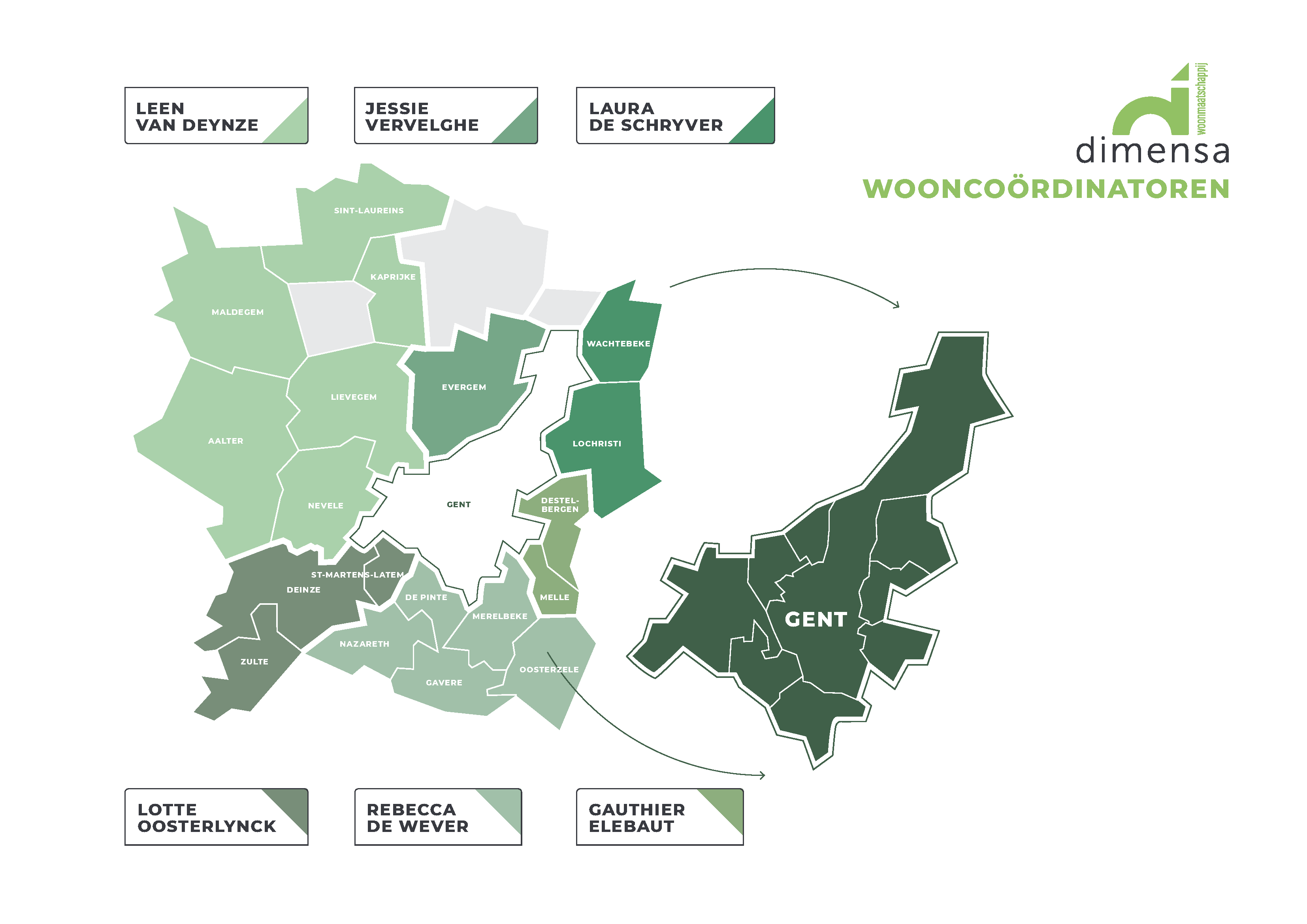 Overzicht regio's wooncoördinatoren.